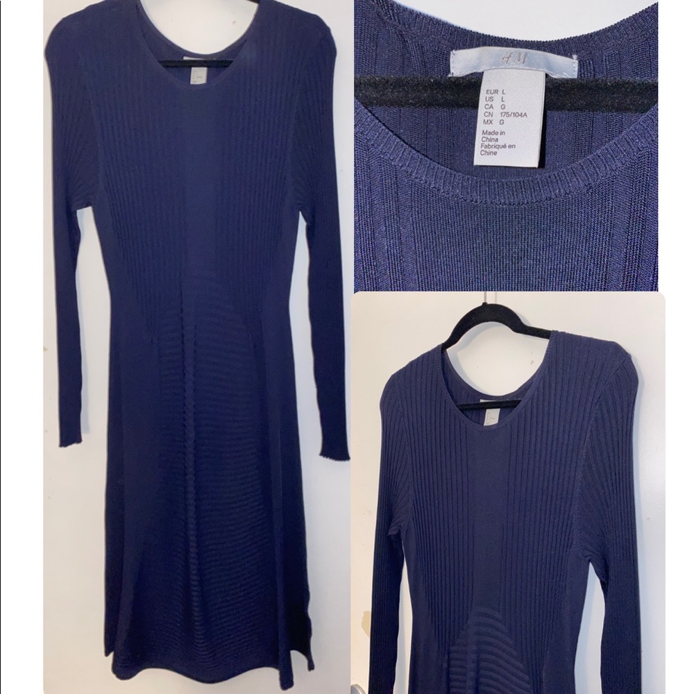 Navy blue knit midi dress from H&M